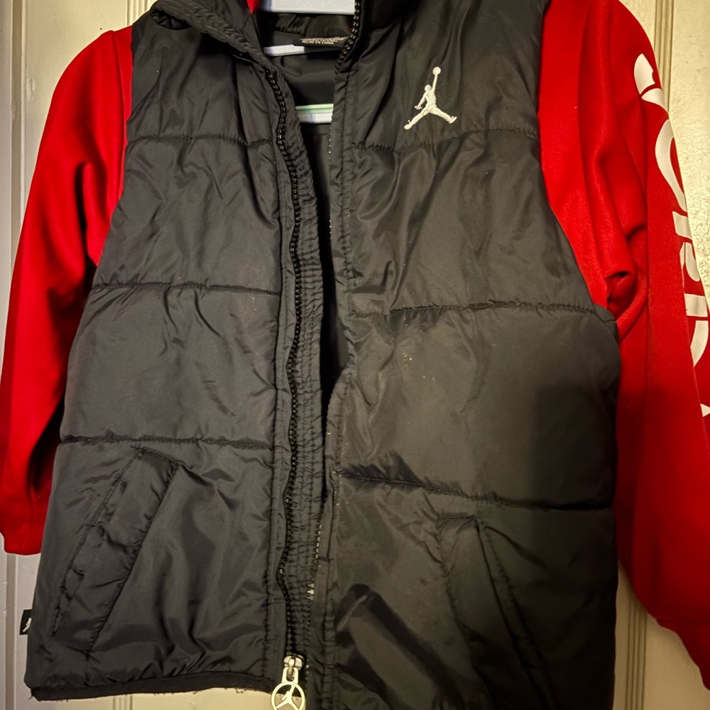 Jordan Kids Black and Red Jean Jacket